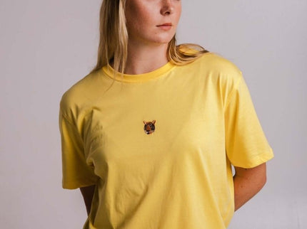 Sossu – Unisex Lightweight Embroidered Cotton Tiger T-shirt - Yellow - Daily Nomad