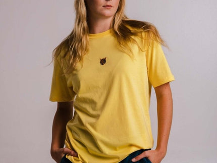 Sossu – Unisex Lightweight Embroidered Cotton Tiger T-shirt - Yellow - Daily Nomad