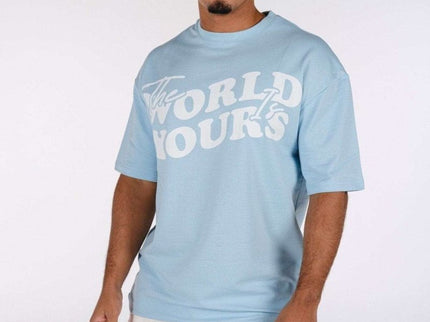 Streetwear T-Shirt The World Is Yours - Baby Blue - Daily Nomad