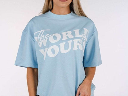 Streetwear T-Shirt The World Is Yours - Baby Blue - Daily Nomad