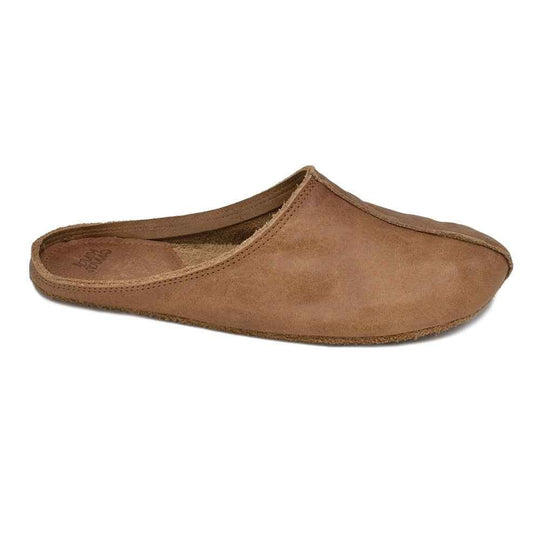 OmaKing Sulbi brown upcycled leather slippers, view 1