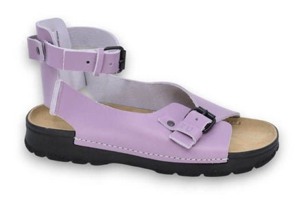 TOKU Athens Sandals in Orchid color with adjustable ankle strap, showcasing modern comfort and ancient Greek style.
