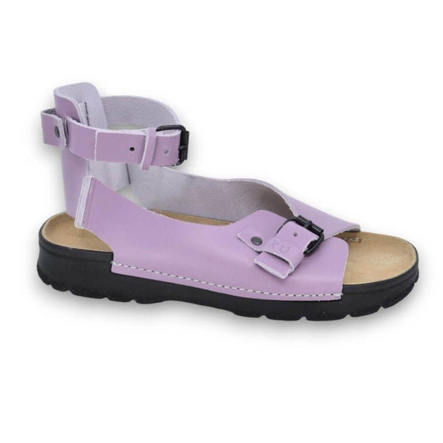 TOKU Athens Sandals in Orchid color with adjustable ankle strap, showcasing modern comfort and ancient Greek style.