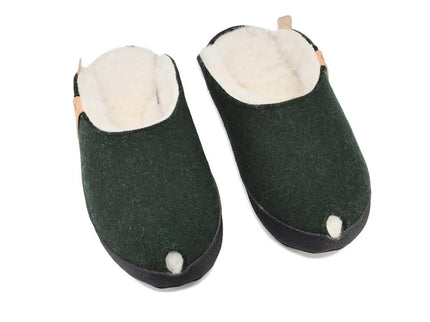 TOKU Brussels – Handmade Lambswool Slippers with Arch Support - Dark Green - Daily Nomad