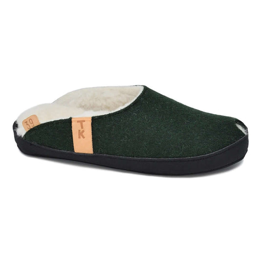 TOKU Brussels dark green lambswool-lined slippers, view 2