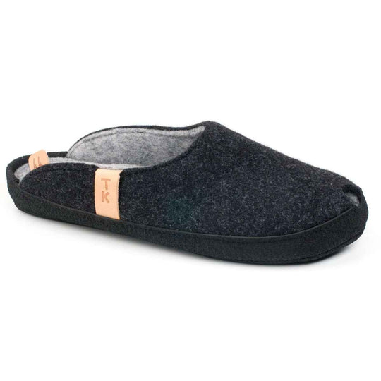 TOKU Brussels dark grey wool-felt slippers, view 1
