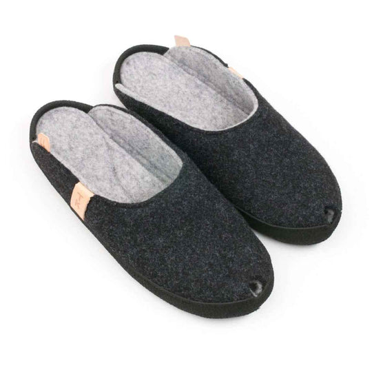 TOKU Brussels dark grey wool-felt slippers, view 2