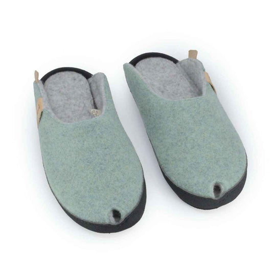 TOKU Brussels peppermint wool-felt slippers, view 2