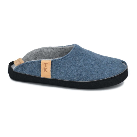 TOKU Brussels blue wool-felt slippers, view 1