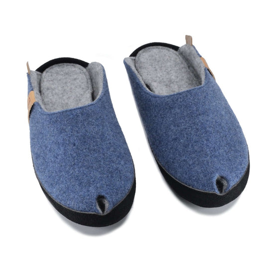 TOKU Brussels blue wool-felt slippers, view 2