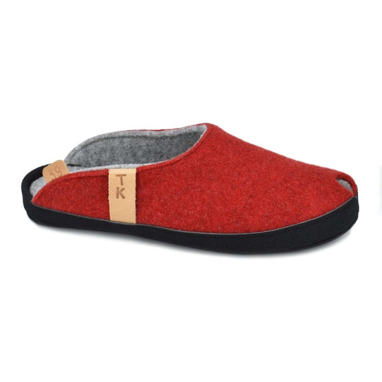TOKU Brussels red wool-felt slippers, view 1