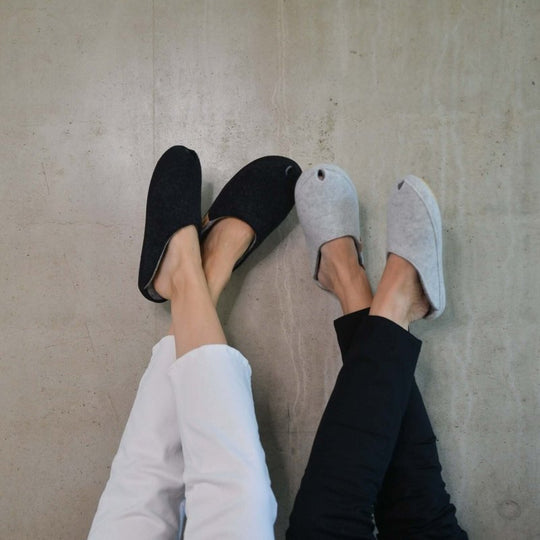 TOKU Brussels white wool-felt slippers, view 1