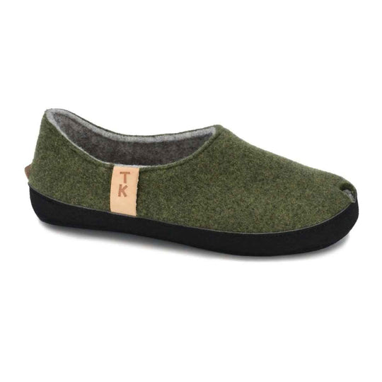 TOKU Budapest moss green wool-felt slippers, view 1