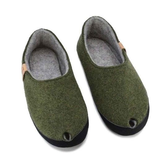 TOKU Budapest moss green wool-felt slippers, view 2