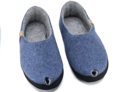 TOKU Budapest Slippers – Lambswool Lined & Handmade – Blue Felt - Daily Nomad