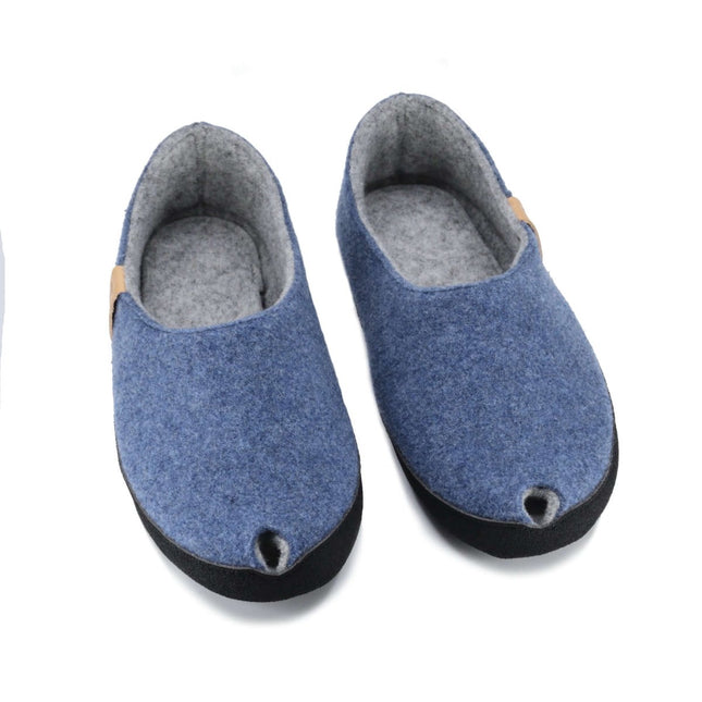 TOKU Budapest Slippers – Lambswool Lined & Handmade – Blue Felt - Daily Nomad