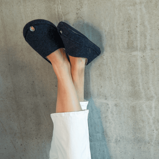 TOKU Budapest dark grey wool-felt slippers, view 1