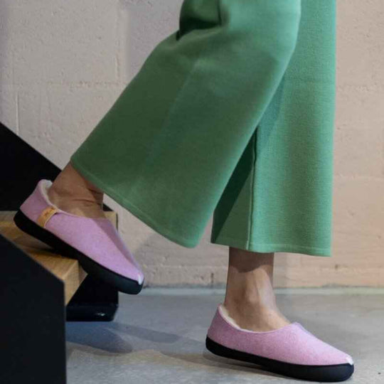 TOKU Budapest light pink lambswool-lined slippers, view 1