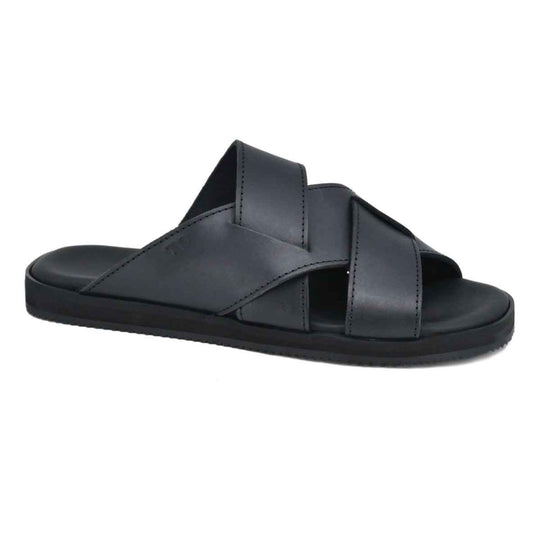 TOKU Helsinki black leather sandals for her, view 2