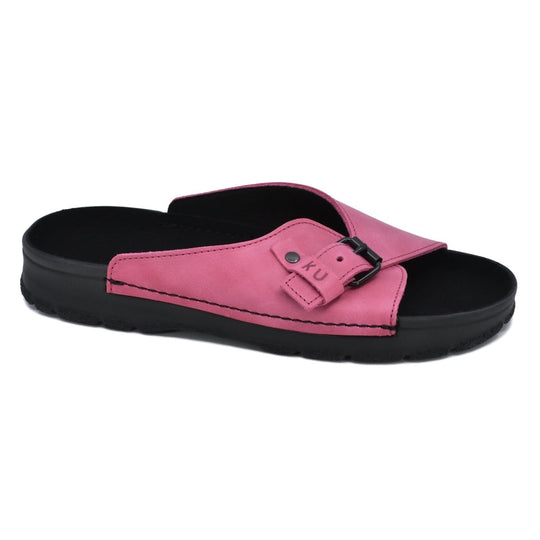 TOKU Rome pink leather slide sandals, view 2