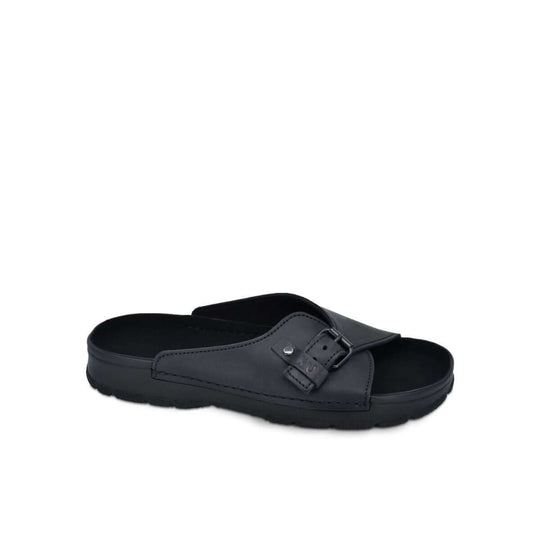 TOKU Rome black leather slide sandals, view 2