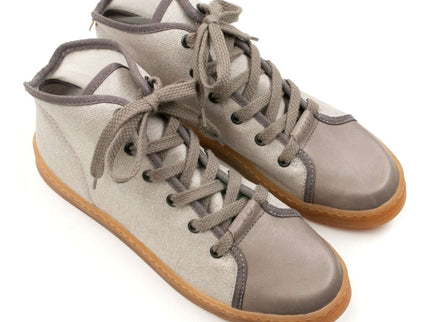 TOKU Stockholm grey high-top sneakers, designed for comfort and style, perfect for festivals and outdoor adventures.