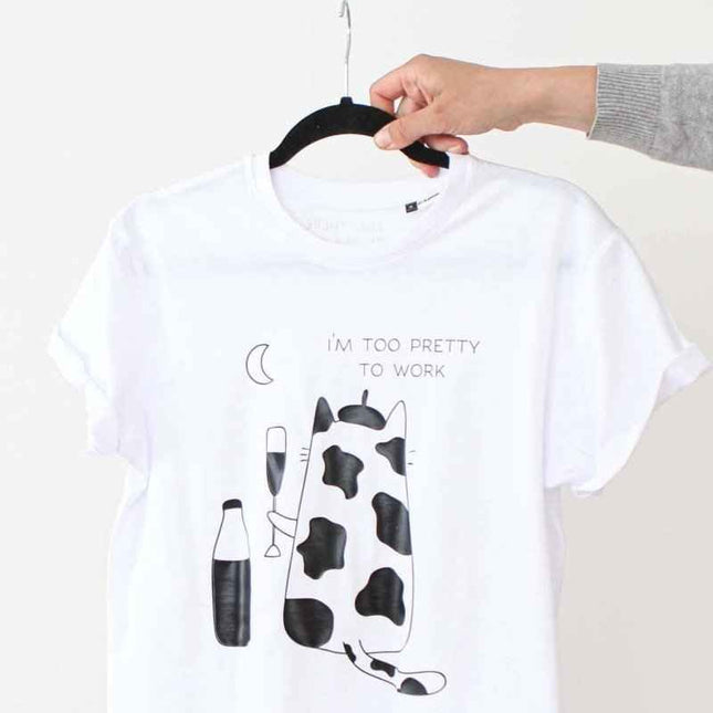 Too Pretty To Work – Oversized Organic Cotton T-Shirt by Black Giraffe - Daily Nomad