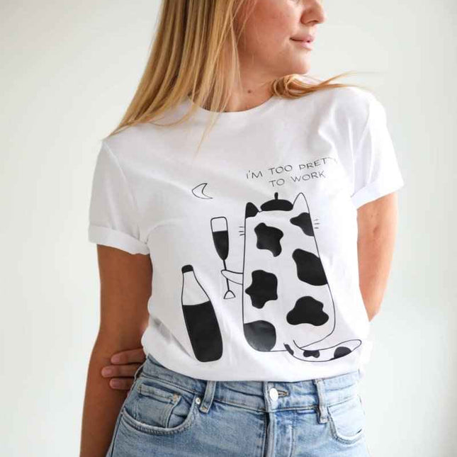 Too Pretty To Work – Oversized Organic Cotton T-Shirt by Black Giraffe - Daily Nomad