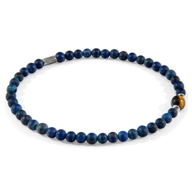 Walter Silver and Stone Skinny Bracelet – Blue Sodalite & Tiger’s Eye - Daily Nomad