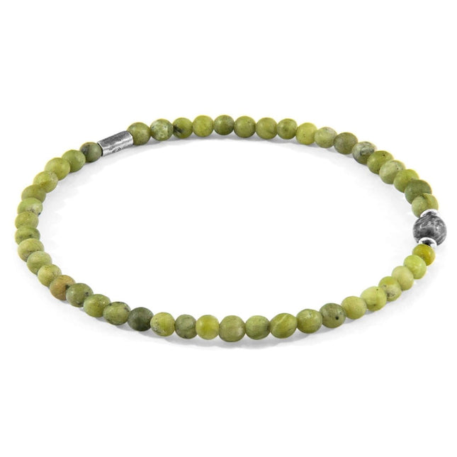 Walter Silver and Stone Skinny Bracelet – Green Jade & Grey Jasper - Daily Nomad