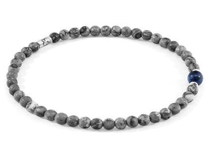 Walter Silver and Stone Skinny Bracelet – Grey Jasper & Blue Sodalite - Daily Nomad