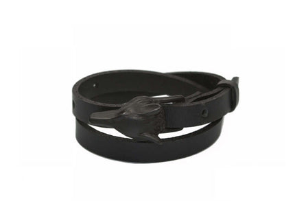 Wolf Leather Bracelet - Black Matte - Daily Nomad