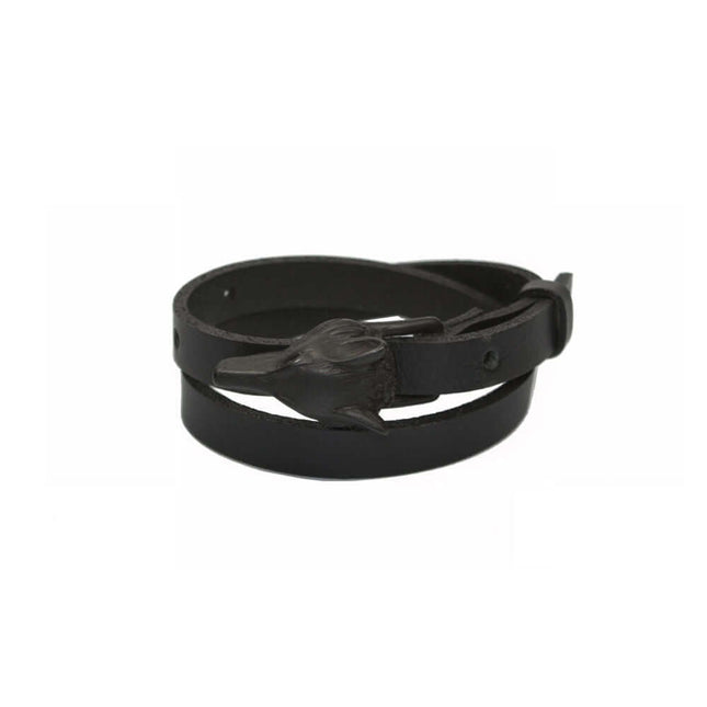 Wolf Leather Bracelet - Black Matte - Daily Nomad