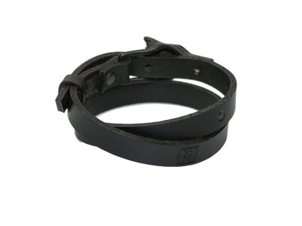 Wolf Leather Bracelet - Black Matte - Daily Nomad