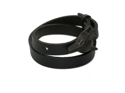 Wolf Leather Bracelet - Black Matte - Daily Nomad