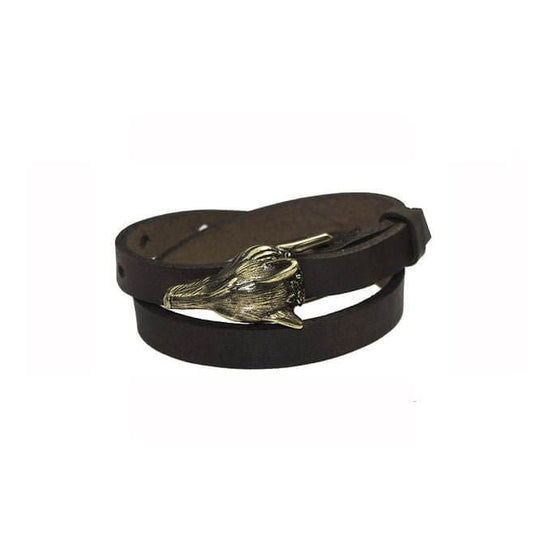 RR Wolf Buckle Double-Wrap Bracelet – Bronze Matte