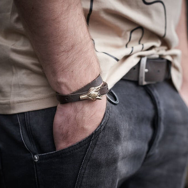Wolf Leather Bracelet - Bronze Matte - Daily Nomad