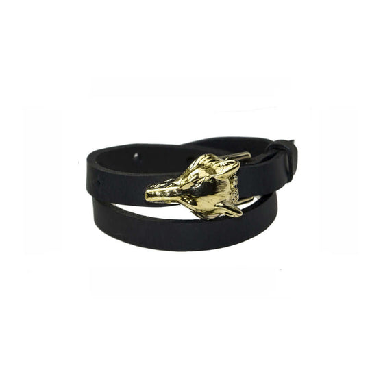 RR Wolf Buckle Double-Wrap Bracelet – Gold