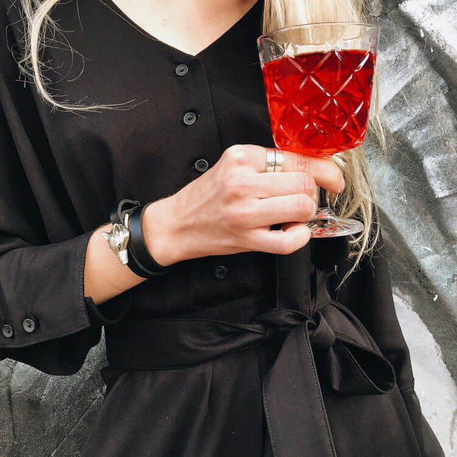 Wolf Leather Bracelet - Silver Matte - Daily Nomad