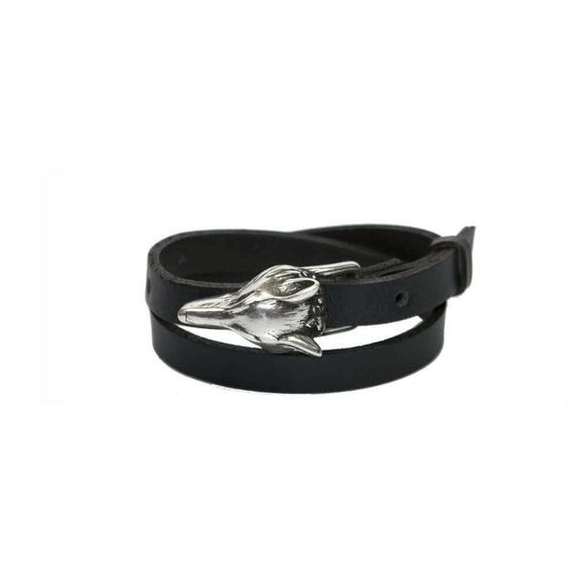Wolf Leather Bracelet - Silver Matte - Daily Nomad